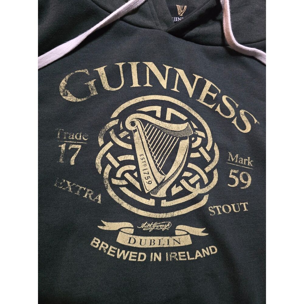 Official Guinness Black Gold Extra Stout Harp Hoodie Sweatshirt Mens XXL